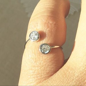 925 sterling silver toe pinky ring adjustable CZ